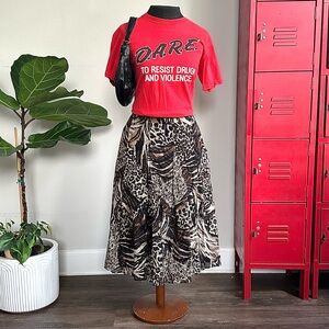 Y2K Animal Print sheer A-Line pleated Skirt